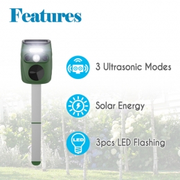 Solar Ultrasonic Animal Repeller with LED