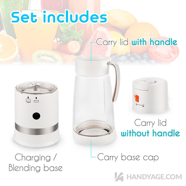 Rechargeable Mini Blender with Vacuum Lid::Handy-Age Industrial Co., Ltd.